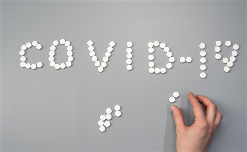 Pills displaying Covid-19